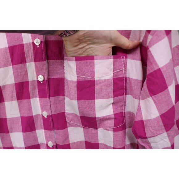 Maeve by Anthropologie Gingham Plaid Small Button Up Shirt-Beachy - Picture 5 of 12